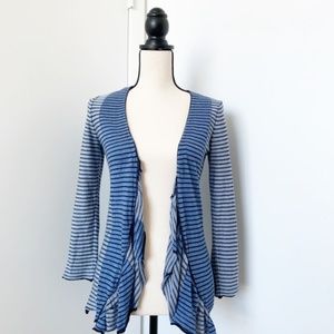 Anthropologie Striped Sparrow Cardigan with Ruffle